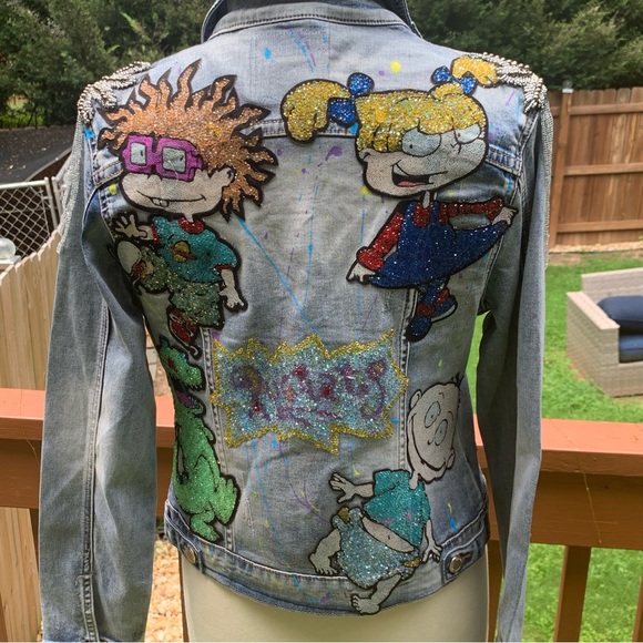 La isla collection distressed embellished denim jacket | Rugrats | Small - Picture 1 of 16